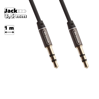 Аудио кабель (AUX) WK MELODY WDC-019 3.5 мм, 1 метр, круглый, черный