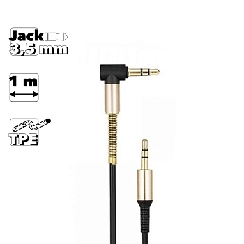 Аудио кабель (AUX) Earldom ET-AUX21 3.5мм M-M(L) Elbow, 1 метр, черный